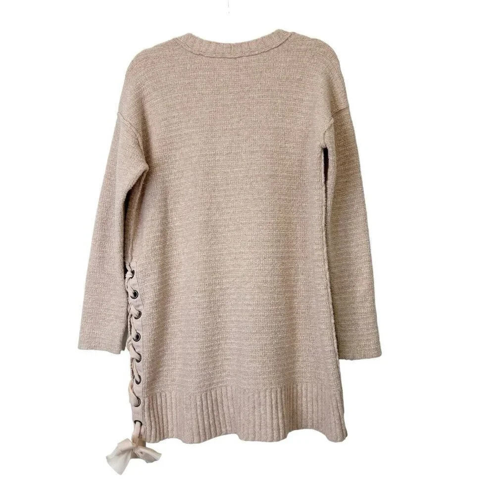 Free People Lace Up Sweater Womens Size‎ Small Rose Pink Tunic